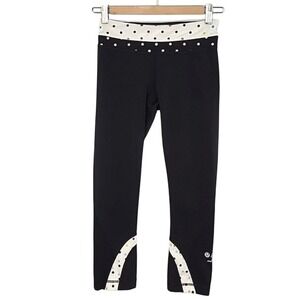 Lululemon Run Inspire Seawheeze 2012 Crop Black White Polka Dots Reflective Sz 4